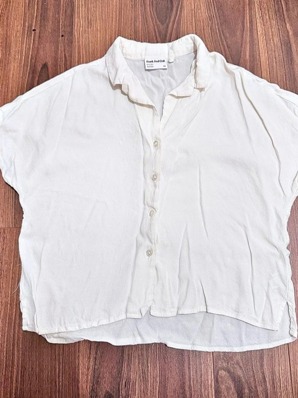 Frank And Oak The Fluid Camp Collar Blouse White Size Medium